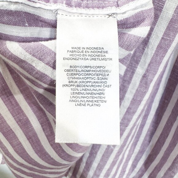 Lauren Ralph Lauren Linen Dress Lavender Striped Belted Pockets Women's Size M - Picture 7 of 8
